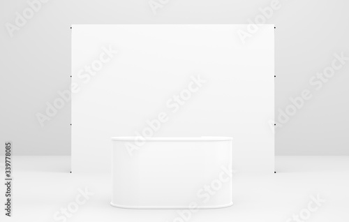 Wallpaper Mural Wall Stand Banner Mockup. 3D Render. Torontodigital.ca