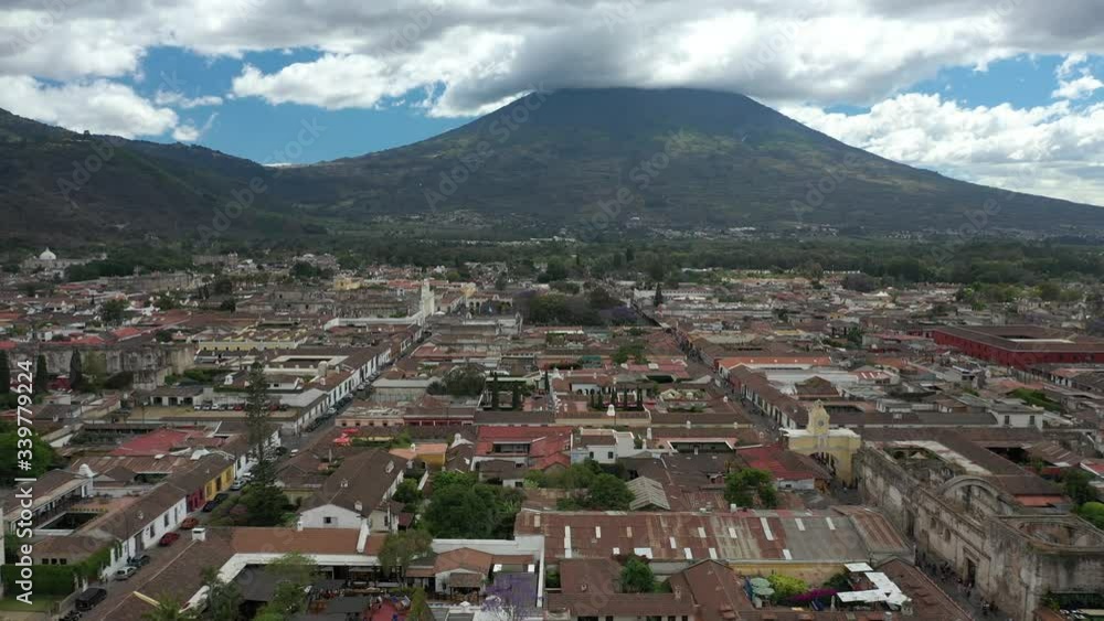 Aerial Drone Video of the colonial town of Antigua and Agua Volcano, Sacatepéquez, Guatemala Aerial Drone Video of the colonial town of Antigua and Agua Volcano, Sacatepéquez, Guatemala
