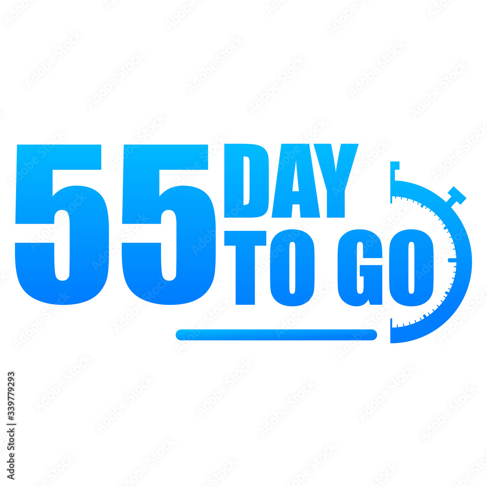 Day to go label, red flat with alarm clock, promotion icon, Vector stock illustration: For any kind of promotion Day to go label, red flat with alarm clock, promotion icon, Vector stock illustration: For any kind of promotion