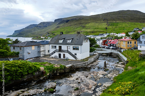 Sorvagur village on the island of Vagar in the Faroe Islands