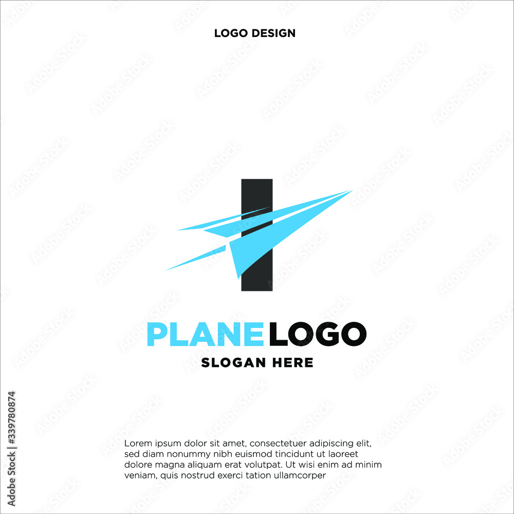 big capital letter I slashed with a paper airplane. aeromode logo vector. big capital letter I slashed with a paper airplane. aeromode logo vector.