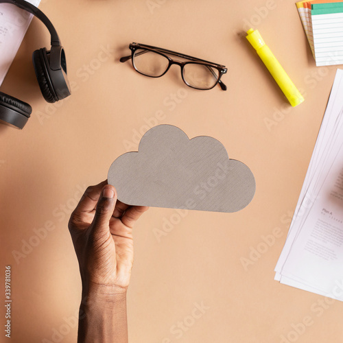 Blank cloud shaped note photo