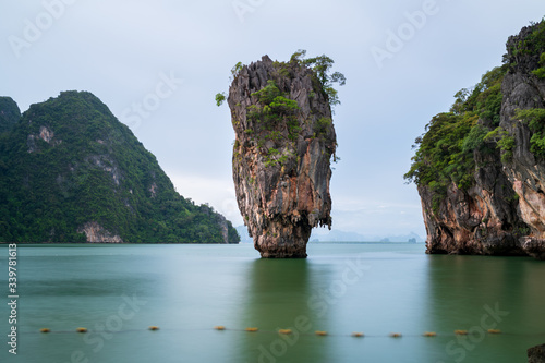 James bond island, the isolate limestone iconic island in emerald color in Phang-Nga bay national park near Phuket Thailand. © 9mot