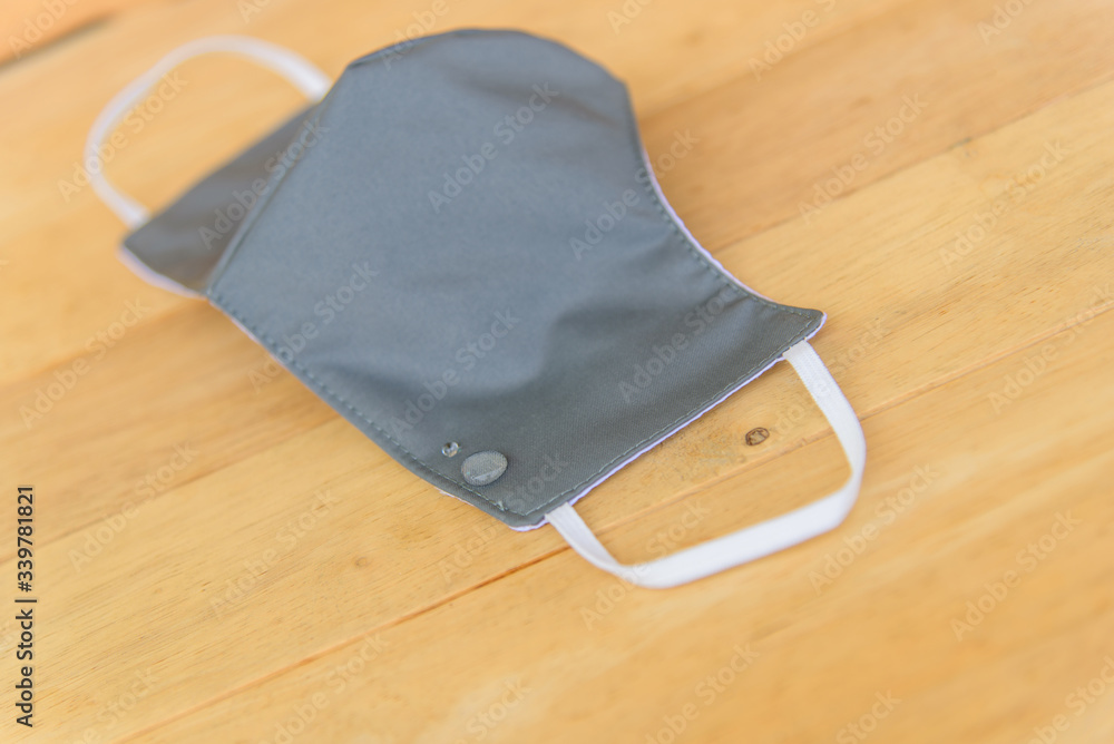 Drop of water on cloth mask for protect from covid-19 / cloth mask Drop of water on cloth mask for protect from covid-19 / cloth mask