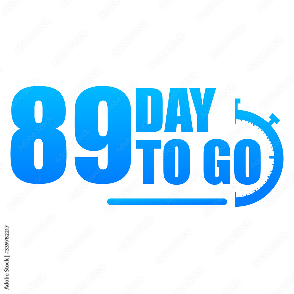 Day to go label, red flat with alarm clock, promotion icon, Vector stock illustration: For any kind of promotion Day to go label, red flat with alarm clock, promotion icon, Vector stock illustration: For any kind of promotion