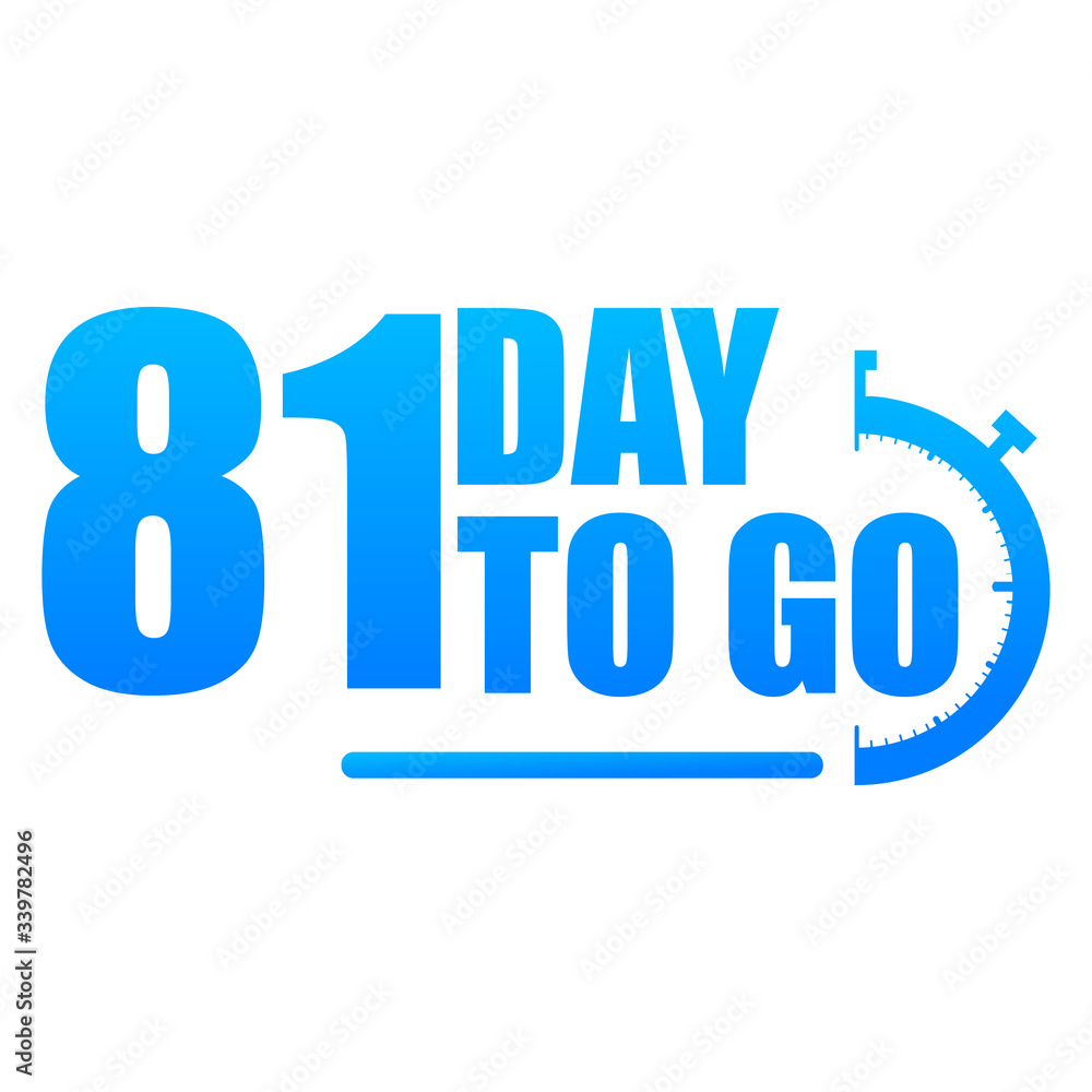 Day to go label, red flat with alarm clock, promotion icon, Vector stock illustration: For any kind of promotion Day to go label, red flat with alarm clock, promotion icon, Vector stock illustration: For any kind of promotion