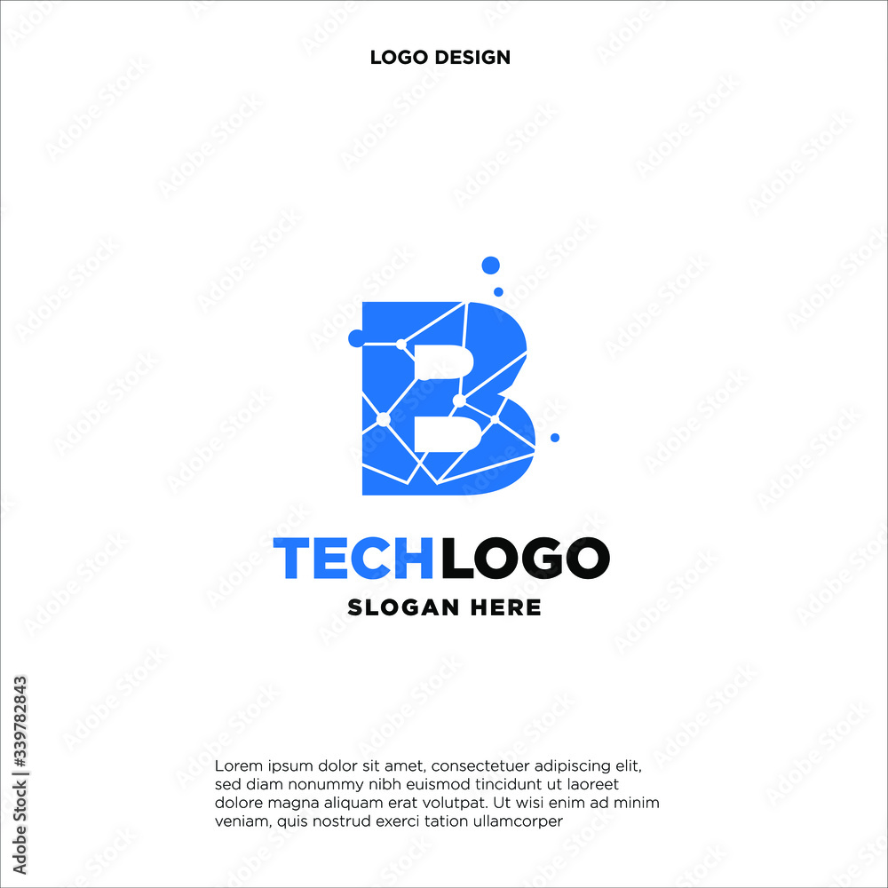 B Technology Circuit Alphabet. Logo. Simple, modern, futuristic. With Blue Gradation Color. B Technology Circuit Alphabet. Logo. Simple, modern, futuristic. With Blue Gradation Color.