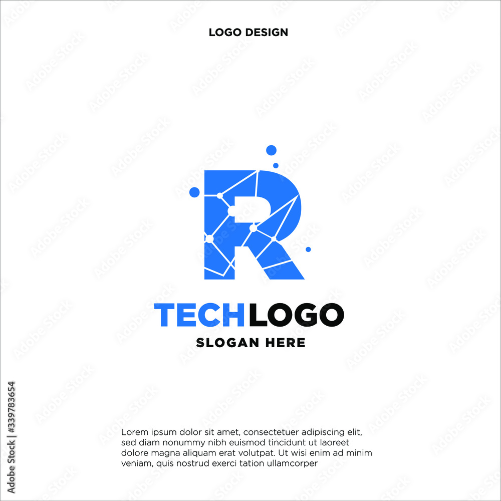 R Technology Circuit Alphabet. Logo. Simple, modern, futuristic. With Blue Gradation Color. R Technology Circuit Alphabet. Logo. Simple, modern, futuristic. With Blue Gradation Color.
