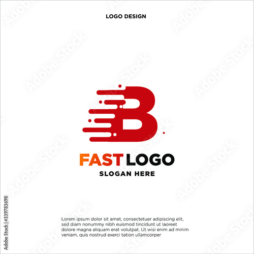 fast move abstract B initial tech logo vector template photo