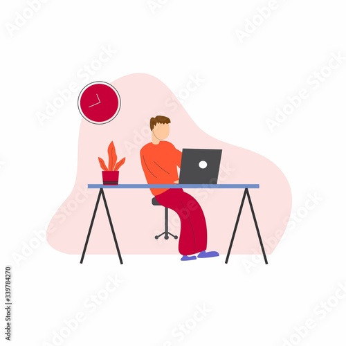 #WFH - Men work from home to avoid coronavirus, the COVID-19 WFH concept in a flat style