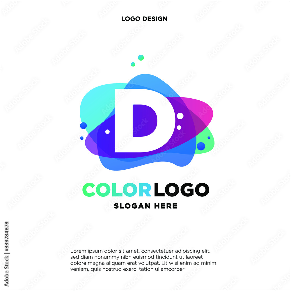 Obraz premium Abstract D Initial logo designs concept vector, Colorful D initial logo designs
