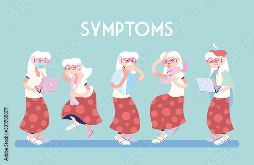 infographic showing incubation and symptoms with icons and infected person