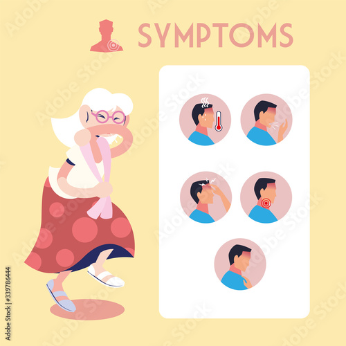 infographic showing incubation and symptoms with icons and infected person