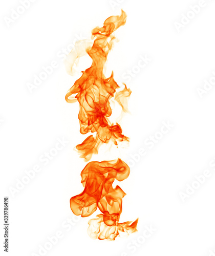 Fire burning flames on a white background