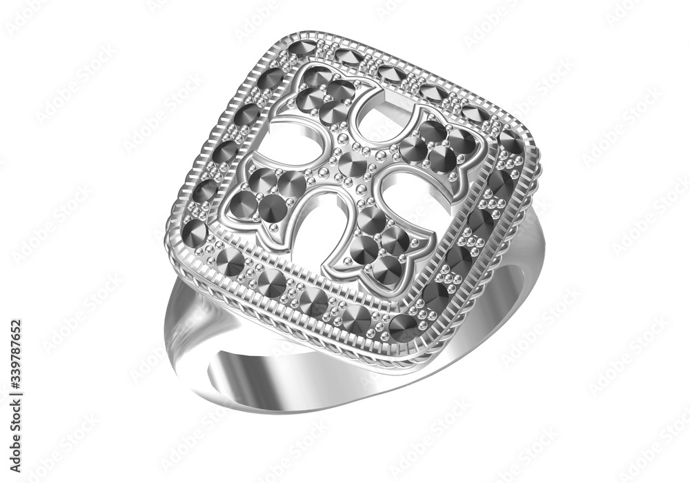 Wedding ring on white background .3D rendering Wedding ring on white background .3D rendering