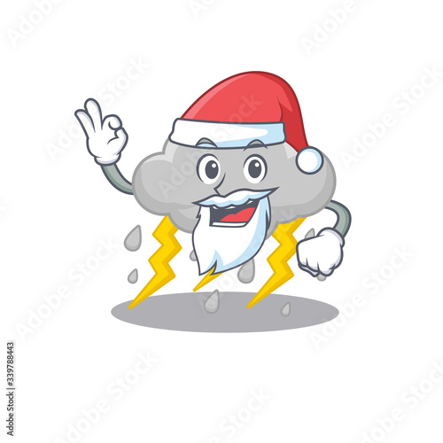 Cloud stormy Santa cartoon character with cute ok finger © kongvector
