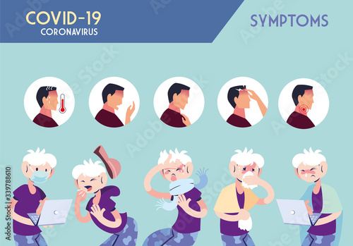 infographic showing incubation and symptoms with icons and infected person