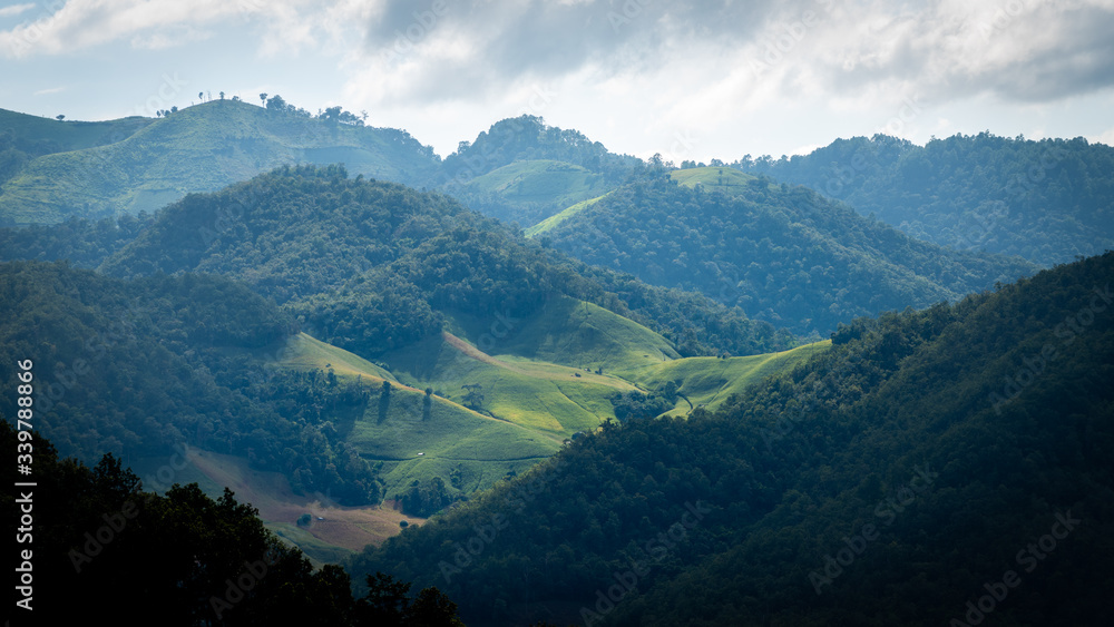 landscape of layer mountain on the north of Thailand.