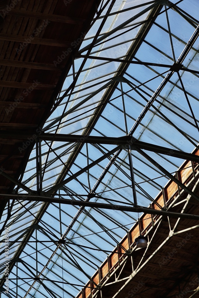 roof construction of an industry hall