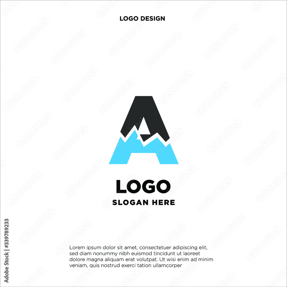Mountain Logo Design Template Inspiration, A Letter Mountain Logo Design Template Inspiration, A Letter