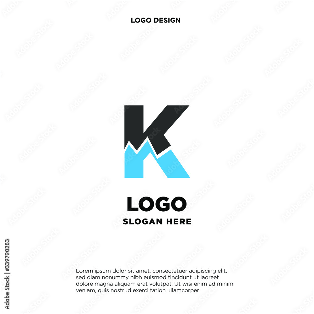 Mountain Logo Design Template Inspiration, K Letter Mountain Logo Design Template Inspiration, K Letter