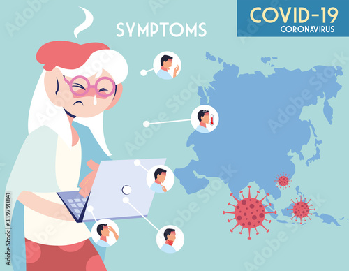 infographic showing incubation and symptoms with icons and infected person