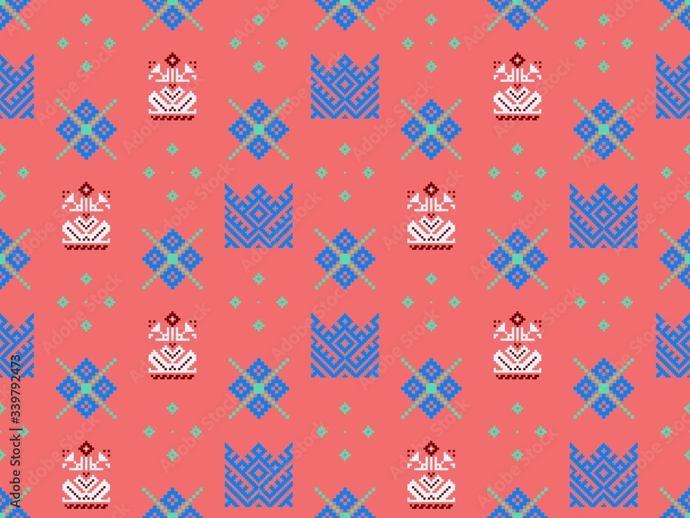 Seamless bright spring pattern with embroidery and russian style. Seamless bright spring pattern with embroidery and russian style.