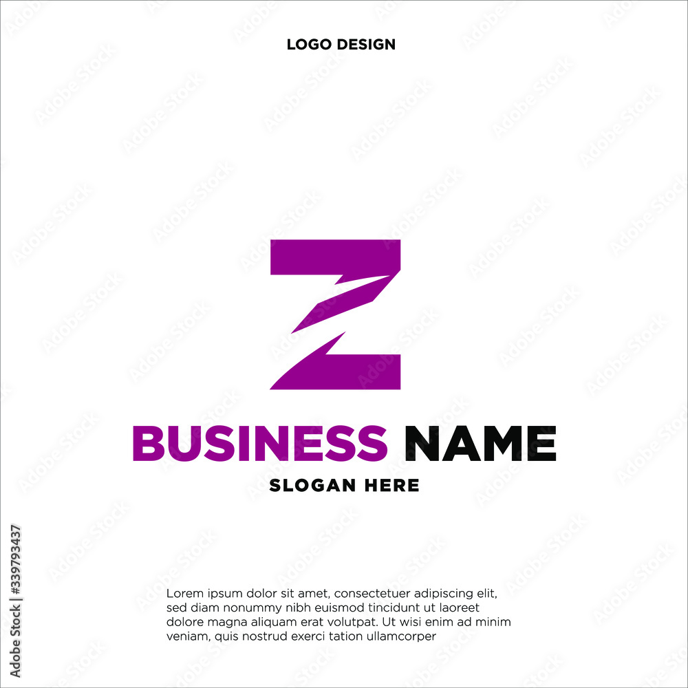 Z initial company pink swoosh logo