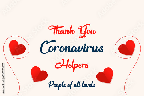 Coronavirus (COVID-19) helpers greetings with red color heart template vector