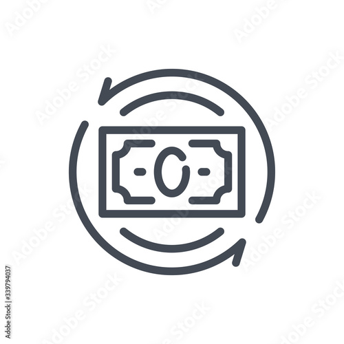 Cashback line icon. Money transfer vector outline sign.