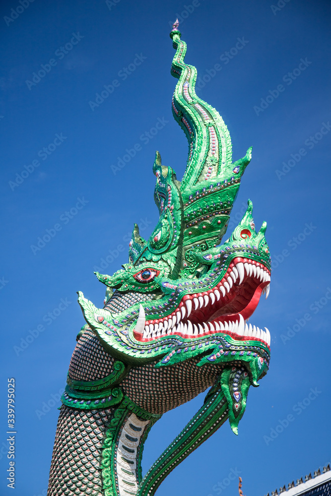 Fototapeta premium The art architecture of Thailand that is a serpent-like serpent is located at Ban Den Temple.