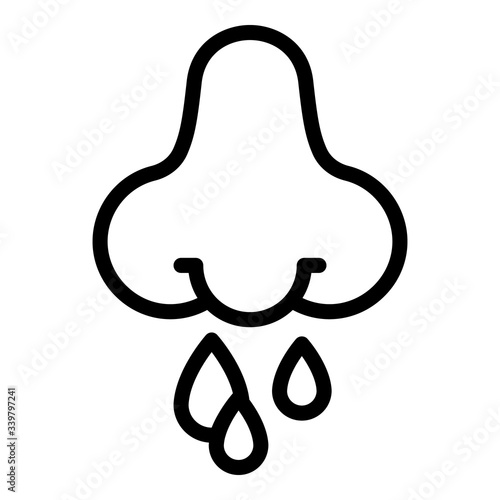 Snot nose icon. Outline snot nose vector icon for web design isolated on white background