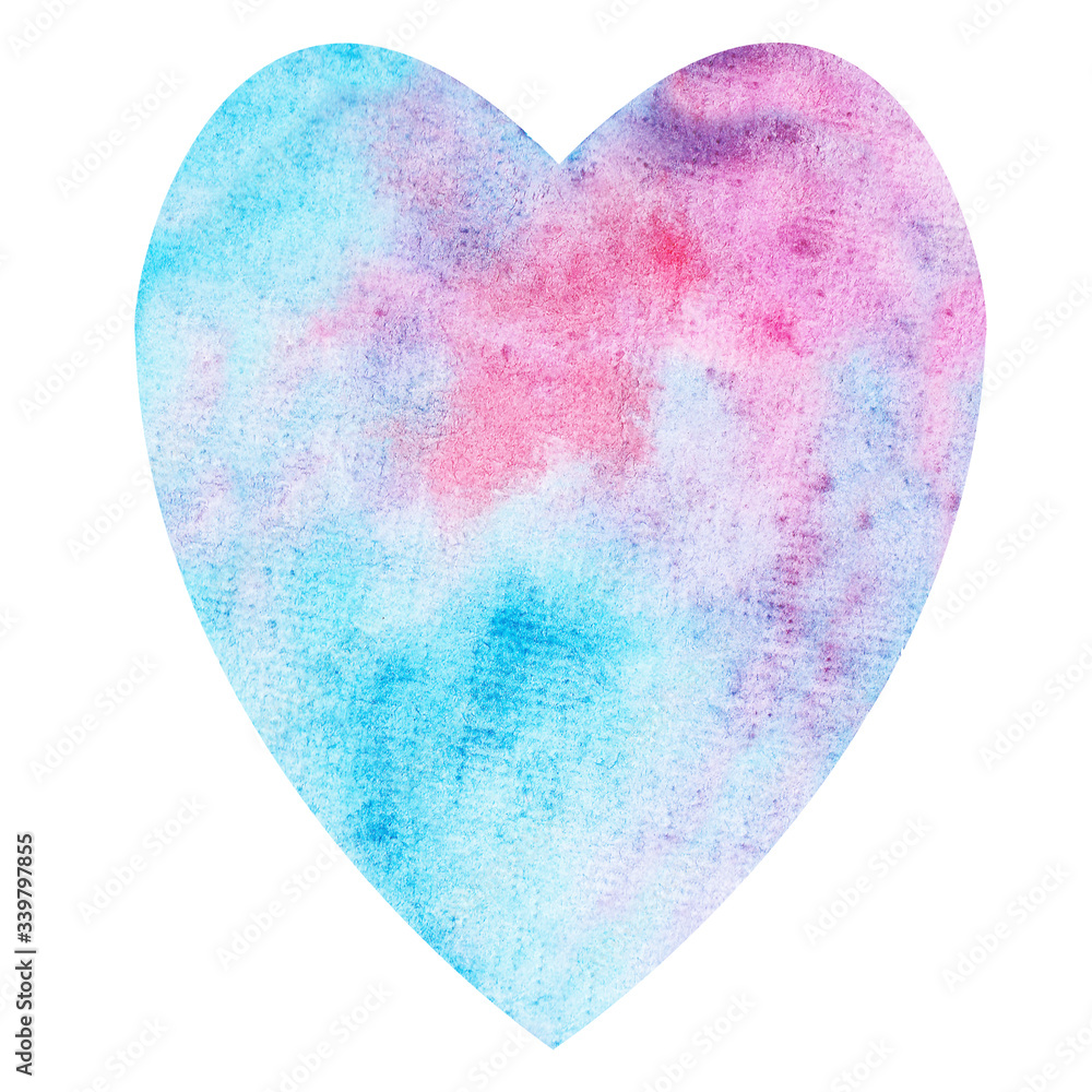 watercolor heart on white background
