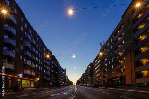 Canvas Print Stockholm, Sweden Hornsgatan, a main street on the island of Sodermalm at dawn,