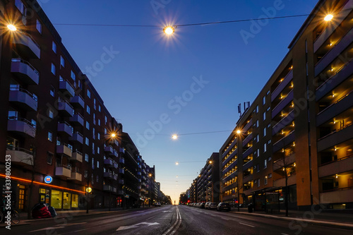 Canvas Print Stockholm, Sweden Hornsgatan, a main street on the island of Sodermalm at dawn,