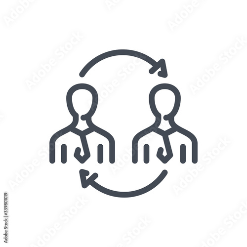 Change personal line icon. Staff exchange vector outline sign.