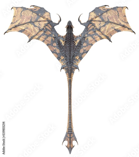 Fantasy dragon isolated on white 3d illustration