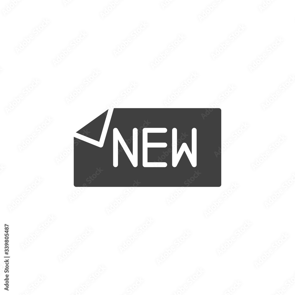 New label vector icon. filled flat sign for mobile concept and web design. New sticker glyph icon. Symbol, logo illustration. Vector graphics New label vector icon. filled flat sign for mobile concept and web design. New sticker glyph icon. Symbol, logo illustration. Vector graphics