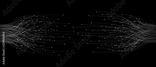 abstract  lines with dots over dark background. connecting or big data concept