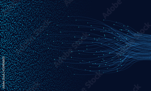 abstract  lines with dots over dark background. connecting or big data concept photo