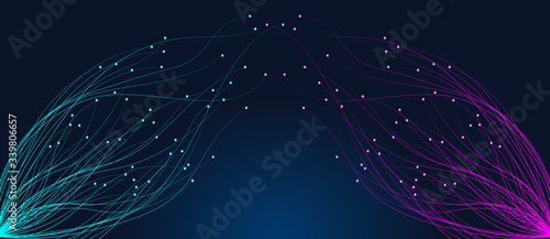 abstract  lines with dots over dark background. connecting or big data concept