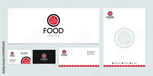 Food logo like icon.Flat line vector illustration.fork spoon logo concept