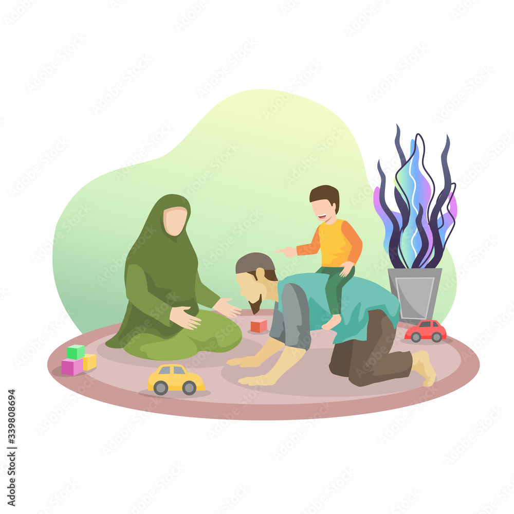 a Muslim father takes the time to play with his children and family, to be responsible for providing for physical and mental health a Muslim father takes the time to play with his children and family, to be responsible for providing for physical and mental health