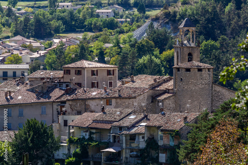 Top view of the historic center of Annot, France