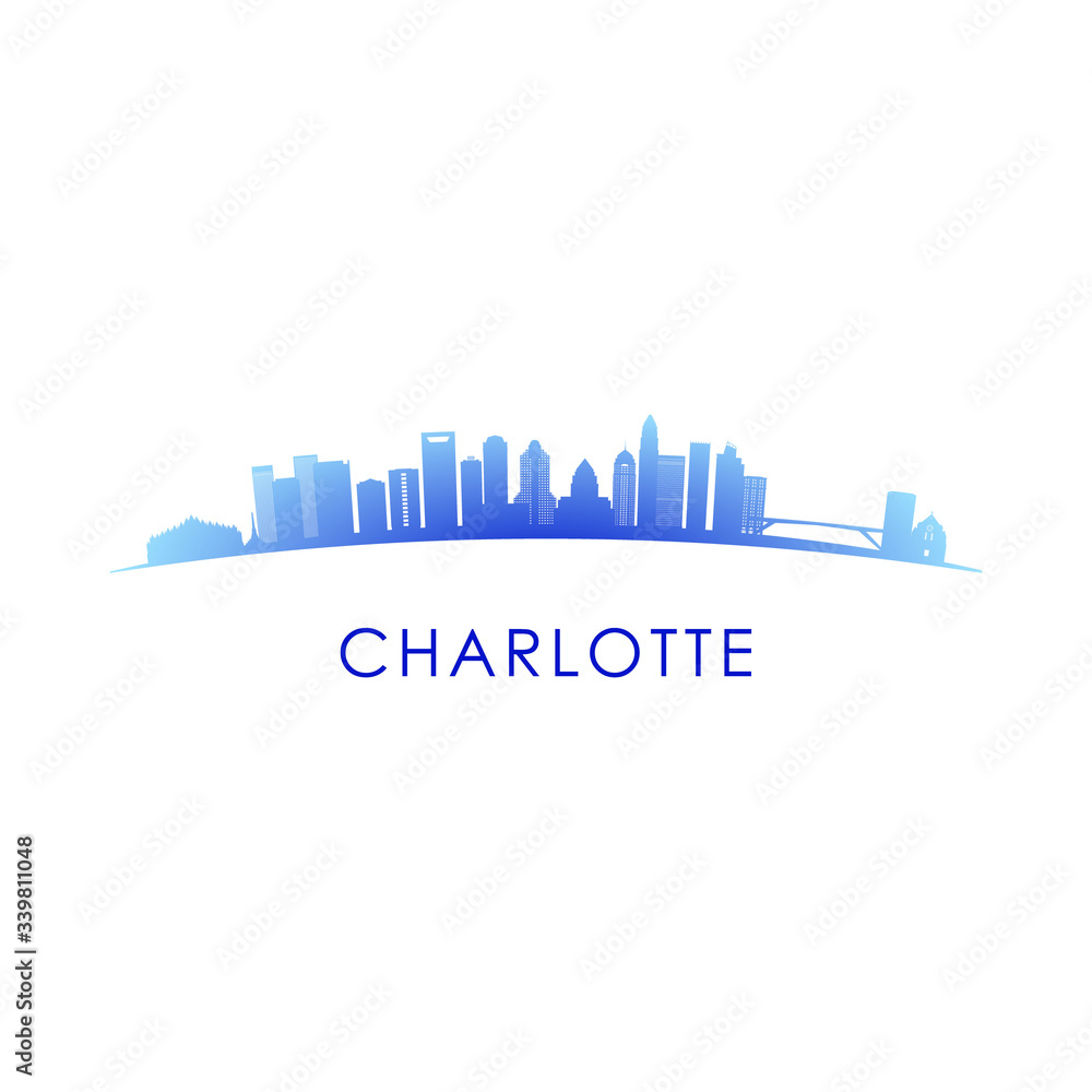 Charlotte skyline silhouette. Vector design colorful illustration.