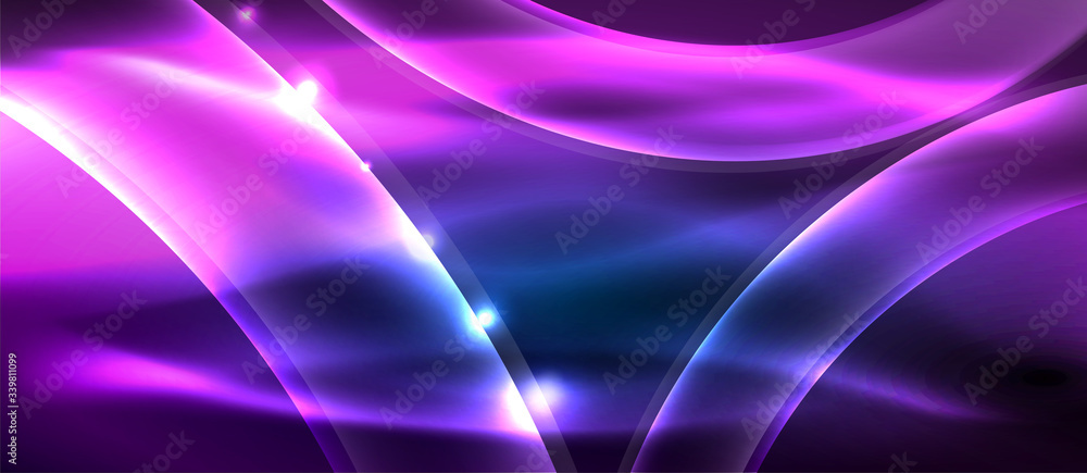 Abstract background. Shiny design neon waves with light effects, techno trendy design. Vector Illustration For Wallpaper, Banner, Background, Card, Book Illustration, landing page Abstract background. Shiny design neon waves with light effects, techno trendy design. Vector Illustration For Wallpaper, Banner, Background, Card, Book Illustration, landing page