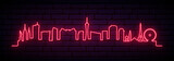 Red neon skyline of Las Vegas city. Bright Las Vegas long banner. Vector illustration.