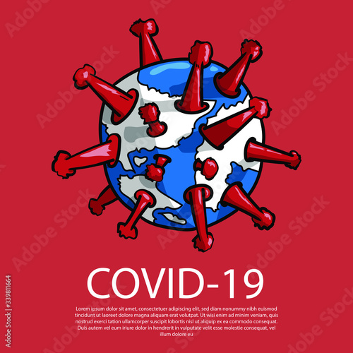 Illustrations concept coronavirus COVID-19. virus wuhan from china. virus covid all around the world.