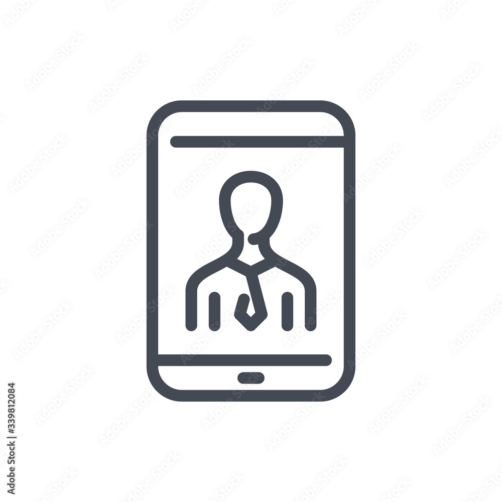 User Profile line icon. Mobile phone with person vector outline sign. User Profile line icon. Mobile phone with person vector outline sign.