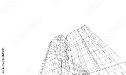 Vector wire-frame model of a multi-storey building